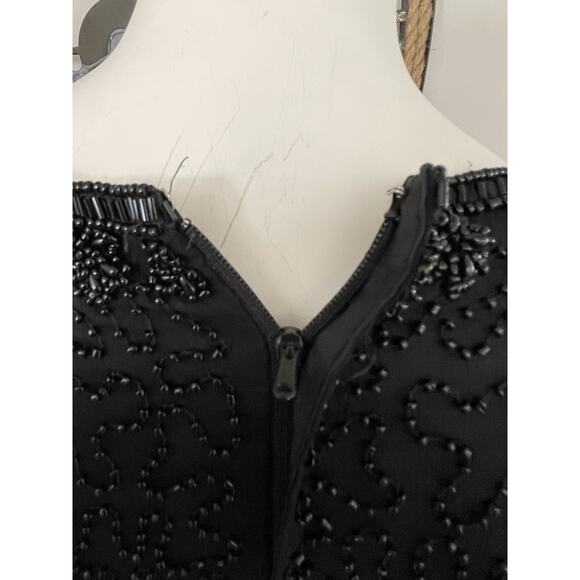 Scala Silk Dress XXL Cocktail Sequins Heavy Beading Formal Evening Sheer Vintage - Picture 12 of 14